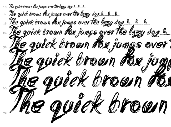 Messy Script font waterfall